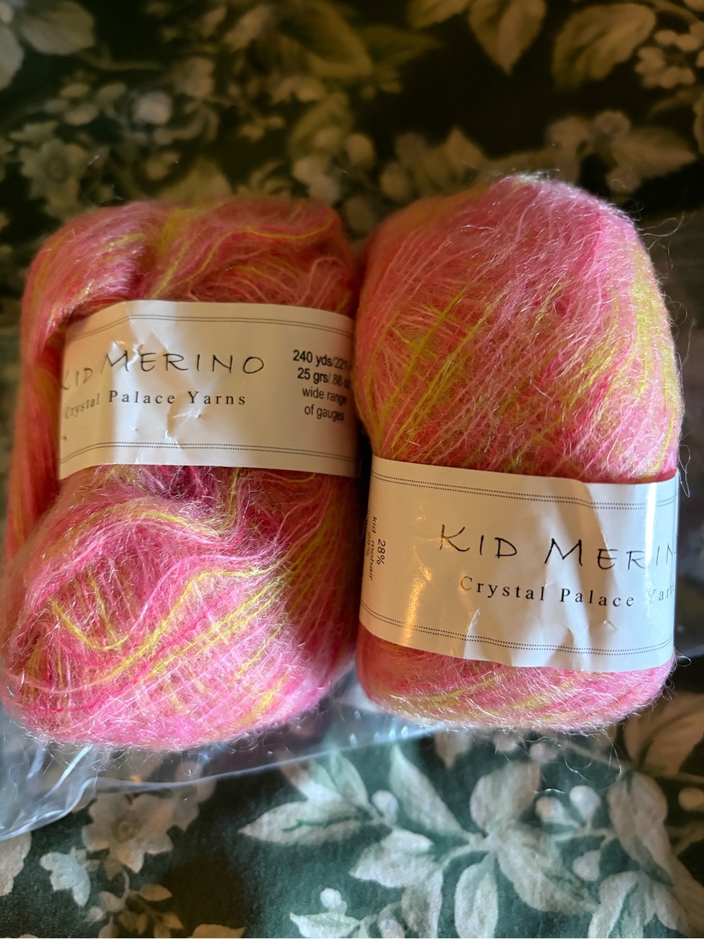 Crystal Palace Kid Merino Mohair Blend Yarn - Pink & spring green new